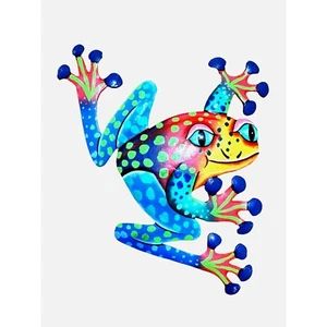Colorful Metal Frog Wall Art Decor Handmade - Picture 1 of 2