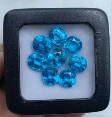 Swiss Blue Quartz Faceted Cut Gemstone, Cushion Swiss Blue Quartz, Loose Quartz - Image 1 of 4