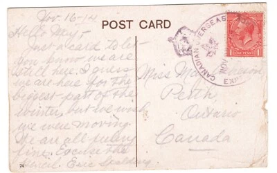 Canada--WWI 1914 CEF Expeditionary Force Crown/CDS Postcard - Image 1 of 2