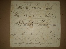 1843 PA German Birth Record Taufschein Fraktur Mary Weaver Lancaster Genealogy