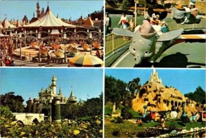 Real Photo postcard with 4 insets images of Disneyland/ Fantasyland 'then', Mint - Bild 1 von 2