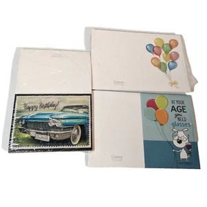 Lot of Current Birthday Greeting Cards, 3 New Sealed Packages, Classic Car, Dog - Picture 1 of 10