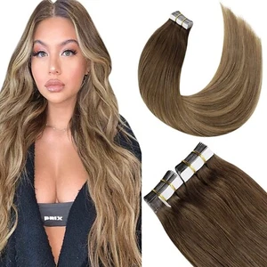 LaaVoo Remy Tape in Extensions Echthaar Ombre Braun 30cm TapeIN Haarverlängerung - Bild 1 von 8
