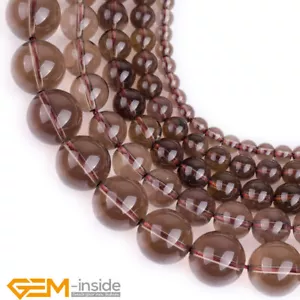 AAA Light Brown Smoky Quartz Natural Gemstone Round Beads Jewelry Making 15" AU - Foto 1 di 41