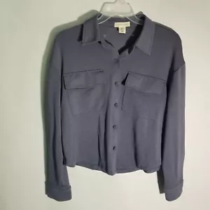 Happily Grey Shirt Womens Sz Large Button Up Long Sleeves Blouse Top Blue/Gray - Picture 1 of 8