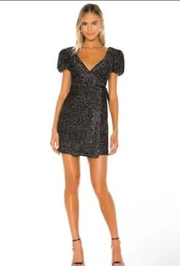 NEU Lovers Friends Giana Mini schwarz Wickel Lametta Kleid S Glitzer Party Whimsigoth - Bild 1 von 10