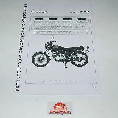 Honda Set Up Manuale Libro CB400F 400/4 400 Quattro 1970s, Riproduzione HWM007 - Immagine 1 di 4