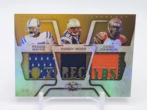 2008 Topps Triple Threads Randy Moss Reggie Wayne Johnson Triple Relic Combo #/6 - Picture 1 of 2