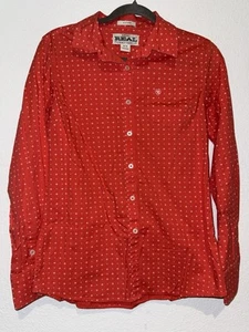 Ariat REAL Fitted Long Sleeve Button Up Shirt Women's Medium Western Rodeo Coral - Picture 1 of 8