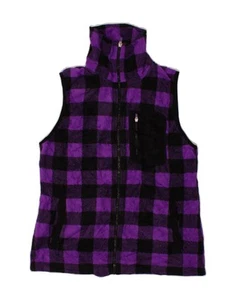 CHAPS Womens Fleece Gilet UK 14 Medium Purple Check Polyester OP03 - Picture 1 of 3