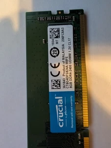 CRUCIAL 8GB CT8G4DFS824A.M8FE PC4-19200 (DDR4-2400) MEMORY A1-9(8) - Picture 1 of 1