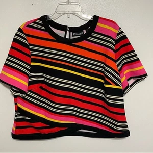 Camicia NEW YORK & COMPANY 7TH AVENUE a righe vibranti ritagliata taglia XXL - Foto 1 di 8