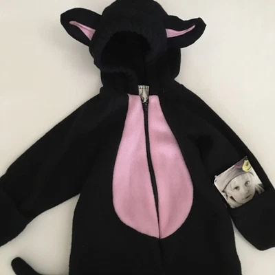 Black Cat (9M) Halloween Costume Long Sleeve Hooded Zip Front One pc Jumpsuit - Image 1 of 4