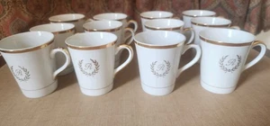 Wedgwood Tunstall Initial Monogram R GOLD Trim Set of 12 Vintage Enoch - Picture 1 of 12