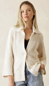 *AUSVERKAUFT* 240 $ DAMEN LARGE (Brustumfang 44") 27 Meilen Indy-Cardigan Pullover mit Kragen - Bild 1 von 4