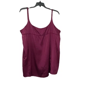 Eileen Fisher Silk Camisole Burgundy Wine Women Sz L Spaghetti Straps Pockets - Picture 1 of 8