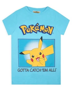 Pokemon Blue Pikachu Short Sleeved T-Shirt Boys - Picture 1 of 8