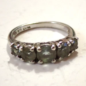 Size 7 KN Kajal Naina 5 Stone Ring Bluish Gray 925 Sterling Silver China 2.8g - Picture 1 of 9