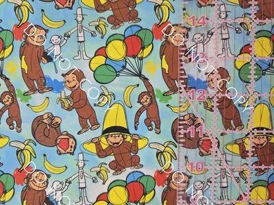 Custom 100% Cotton Woven Fabric Curious George Cartoon By The 1/4 Yard 9x56 - Image 1 of 2