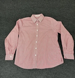 Foxcroft Shirt Womens Small Red Striped Top Non Iron Button Up - Picture 1 of 7