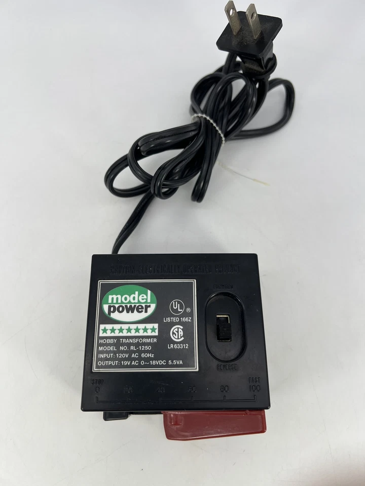 Model Power #RL-1250 Hobby Transformer 120V AC 60Hz 18VDC 5.5VA Black Fair - Image 1 of 4