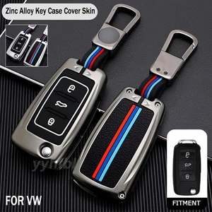 Zinc Alloy Car Remote Key FOB Cover Case For VW Jetta Passat Golf 3 Button Shell - Picture 1 of 11