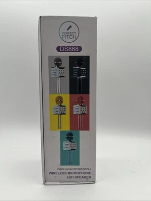 PERFECT PITCH USB Wireless Microphone HIFI Speaker DS868 Silver w/FM Radio NIP - Image 1 of 4