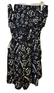 Vintage Gloria's Fashions Romper Black White Fish Novelty Strapless Beach Small - Picture 1 of 7