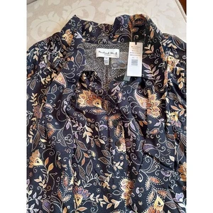 NEW! Michael Stars REVOLVE Alexei Printed Bow Blouse in Black & Multi Sz 2X $168 - Picture 1 of 8