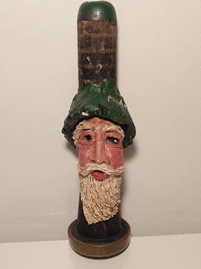 Babbo Natale in legno di cartapesta vecchio mondo 1992 firmato gioiello arte popolare 9" - Foto 1 di 22