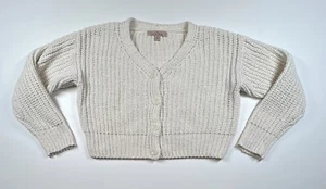 Maglione cardigan Love Tree manica lunga bottoni davanti maglia crop avorio donna medio - Foto 1 di 6