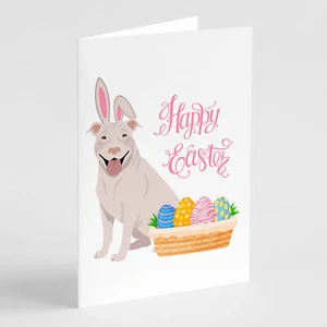 White Pit Bull Terrier Easter Greeting Cards Envelopes Pack of 8 WDK4935GCA7P - Picture 1 of 3
