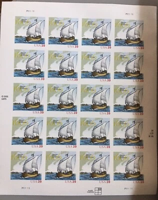 1606 Champlain Surveys The East Coast Stamp Sheet of 20 39C Stamps - Image 1 of 3