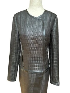 Lord & Taylor Black Leatherette Zip Up Suit Blazer, 0 - Picture 1 of 13