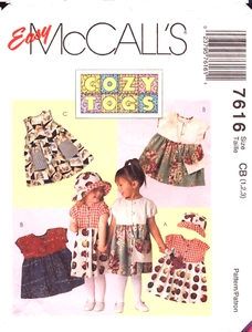 McCall's 7616 ~ Kleinkinderkleid, Hut und Handtasche ~ 1 Jahr ~ Kleid vorne geknöpft - Bild 1 von 4