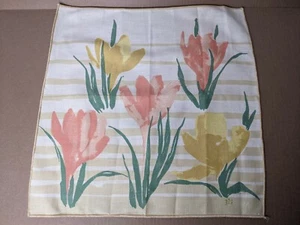 Vera Neumann Cloth Linen Napkins 16x17 Yellow White Stripes Flowers Crocus 6 Pk - Picture 1 of 4