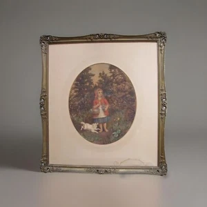 ANTIKE MUSEALE QUALITÄT Rotkäppchen Aquarell GEMÄLDE GEORGE ANDREWS - Bild 1 von 12