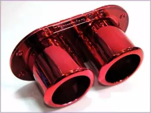 CAR BUMPER TAILPIPE DECORATIVE MUFFLER CHROME RED - Picture 1 of 3