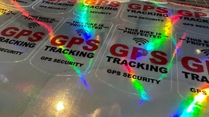 GPS Tracking Aufkleber E Bike Scooter MTB Fahrrad Roller Oil Slick Hologramm - Bild 1 von 1