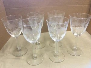 Libbey Rock Sharpe Crystal Garland Water Goblets, Set of 6 Stemware, Tableware - Picture 1 of 3