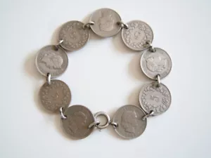 Armband Münzen Münzarmband Confoederatio Helvetica 5 Rappen 1958/1962/1964 - Bild 1 von 7