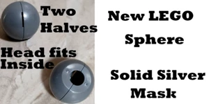 New LEGO Silver Globe Head Mask Two Halves Half Right Left Two Piece Fits Head - Picture 1 of 1