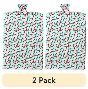 (2 Pack) American Greetings Jumbo Plastic Gift Bag (Red & Green Dots) Birthdays - Picture 1 of 4