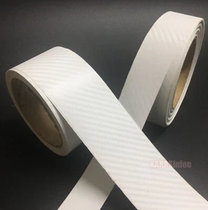Stretchable Adhesive White 3D Texture Carbon Fiber Vinyl Wrap Car PVC Sticker CF - Picture 1 of 6