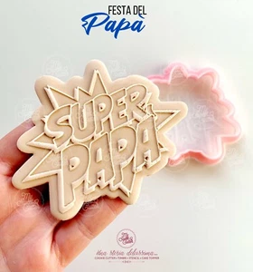 Buona Festa del Super Papà Placca A Rilievo Formine Biscotti Cookie Cutter 8/9cm - Picture 1 of 1