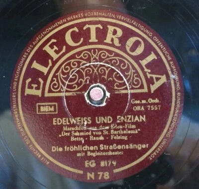 Die Fröhlichen  Straßensänger  78R PM /  Edelweiss Und Enzian (67-1222-GvD) - Bild 1 von 2