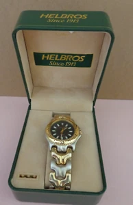 Helbros💗Hübsche Herren 2 Ton Gold/Silber Quarz 1 Diamant Chip Zifferblatt Uhr-Neu - Bild 1 von 9