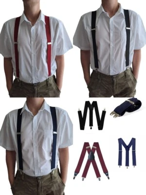 Tirantes anchos para hombre 35 mm resistentes ajustables elásticos fuertes clips boda Foto 1 de 2