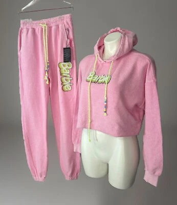 Forever 21 Barbie Terry Tela Traje de Pista Sudaderas con Capucha Salón Juniors S-XS Rosa Foto 1 de 4