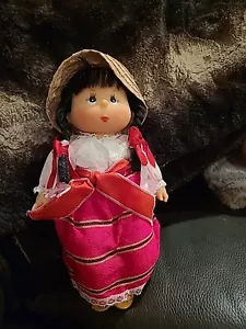 Vtg Folk Art Mexican Girl Doll Cloth Body And Rubber Gead,habds And Feet - Picture 1 of 3
